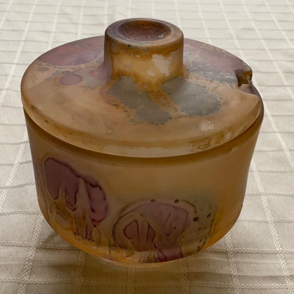 Reuven Nouveau Art Glass Sugar Bowl